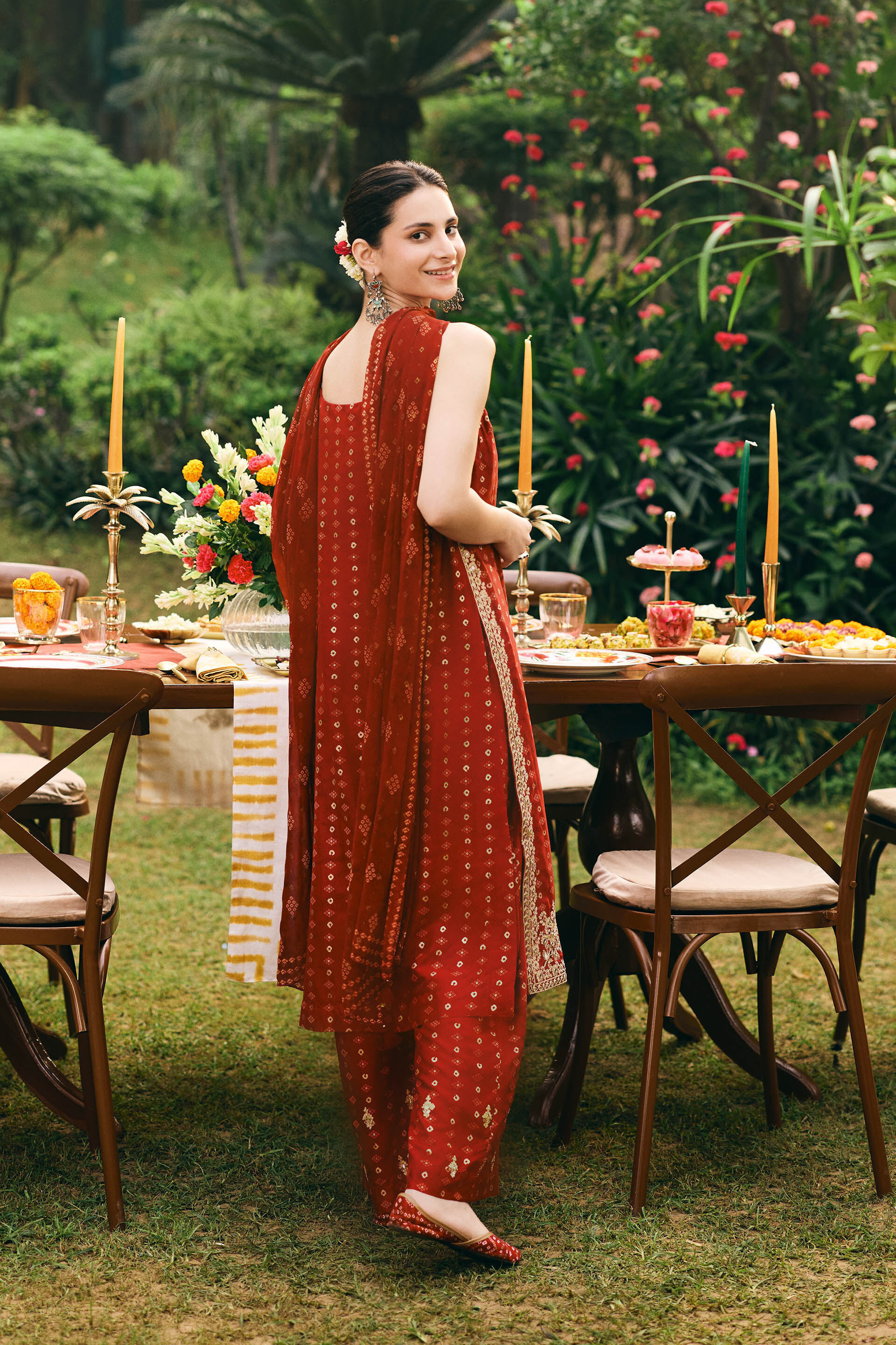 Laal Adah Kurta Set, Red, image 6